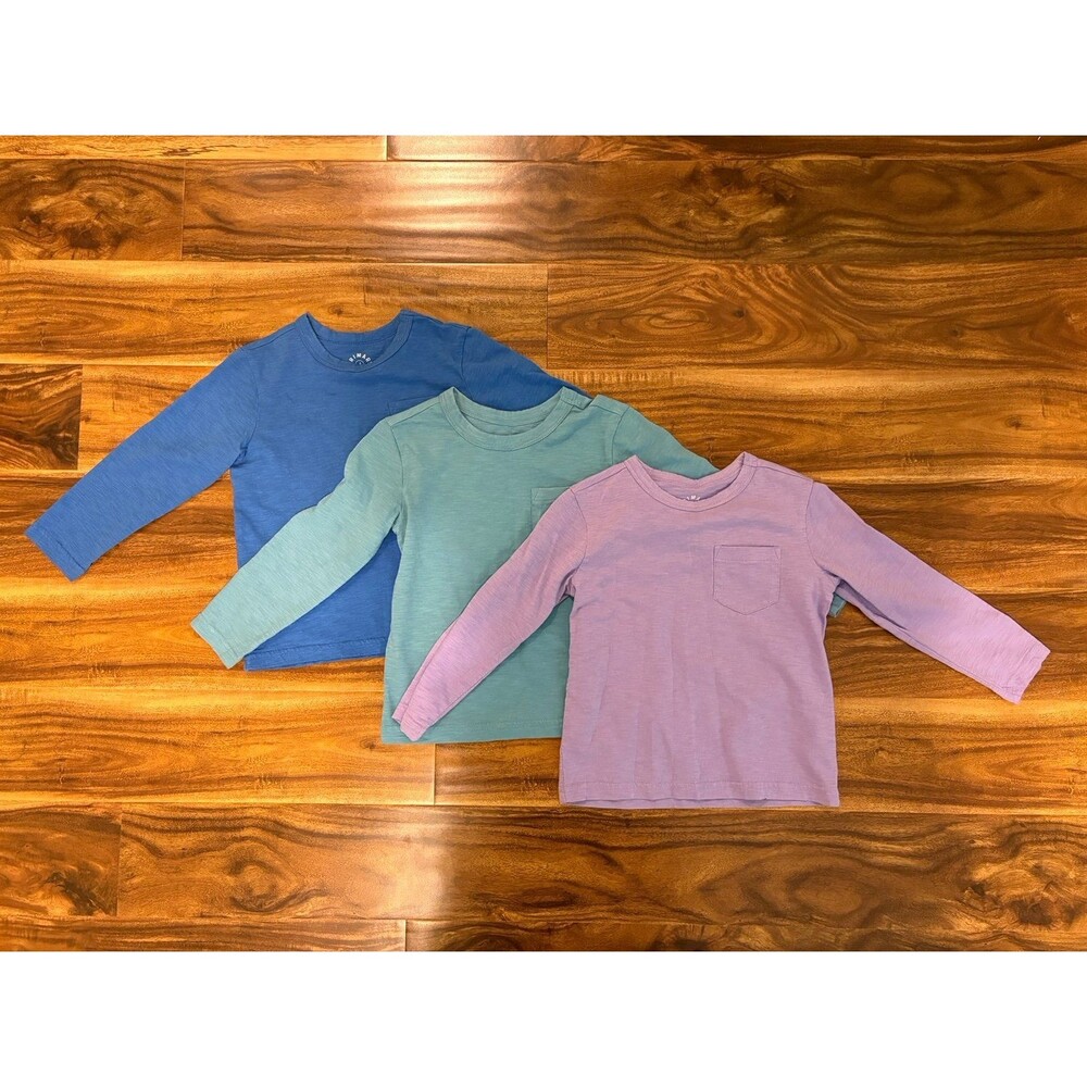 Primary Slub Pocket Tops, Blueberry, Slate Blue and Iris, Size 4T
